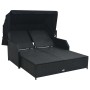 Tumbona para 2 personas con toldo ratán sintético negro de , Camas para exteriores - Ref: Foro24-47443, Precio: 598,67 €, Des...