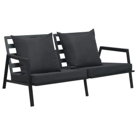 Sofá de jardín de 2 plazas con cojines aluminio gris oscuro de , Sofás de exterior - Ref: Foro24-47815, Precio: 397,82 €, Des...