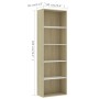 5-level white and oak plywood bookshelf 60x30x189 cm by , Bookcases and shelves - Ref: Foro24-800995, Price: 102,00 €, Discou...