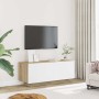 TV-Möbel aus weißem und Eichenfurnier, 100x35x40 cm. von , TV-Möbel - Ref: Foro24-804441, Preis: 86,53 €, Rabatt: %