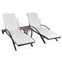 Sun loungers with a brown synthetic rattan table by , Loungers - Ref: Foro24-42496, Price: 348,79 €, Discount: %