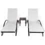 Sun loungers with a brown synthetic rattan table by , Loungers - Ref: Foro24-42496, Price: 348,79 €, Discount: %
