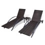 Sun loungers with a brown synthetic rattan table by , Loungers - Ref: Foro24-42496, Price: 348,79 €, Discount: %