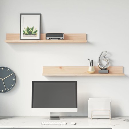 Wall shelves 2 units solid pine wood 80x11x9 cm by , Shelves and shelves - Ref: Foro24-823604, Price: 23,37 €, Discount: %