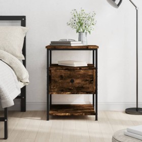 Engineered wood smoked oak bedside table 40x42x56 cm by , Nightstands - Ref: Foro24-826027, Price: 41,25 €, Discount: %