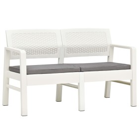 2-seater garden bench with white plastic cushions 120 cm by , garden benches - Ref: Foro24-48821, Price: 193,52 €, Discount: %