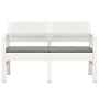 Zweierbank aus weißem Kunststoff mit Kissen, 120 cm. von , Gartenbänke - Ref: Foro24-48821, Preis: 193,52 €, Rabatt: %