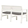 Zweierbank aus weißem Kunststoff mit Kissen, 120 cm. von , Gartenbänke - Ref: Foro24-48821, Preis: 193,52 €, Rabatt: %