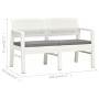 Zweierbank aus weißem Kunststoff mit Kissen, 120 cm. von , Gartenbänke - Ref: Foro24-48821, Preis: 193,52 €, Rabatt: %