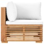 Ecksofa für den Garten, cremefarbenes Kissen, massives Teakholz. von , Modulare Sofas für den Außenbereich - Ref: Foro24-4937...