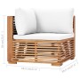 Ecksofa für den Garten, cremefarbenes Kissen, massives Teakholz. von , Modulare Sofas für den Außenbereich - Ref: Foro24-4937...