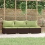 3-seater garden sofa with brown synthetic rattan cushions by , Garden sets - Ref: Foro24-317561, Price: 309,24 €, Discount: %