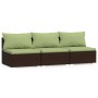 3-seater garden sofa with brown synthetic rattan cushions by , Garden sets - Ref: Foro24-317561, Price: 309,24 €, Discount: %