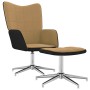 Silla de relax con taburete terciopelo y PVC marrón