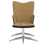 Silla de relax con taburete terciopelo y PVC marrón