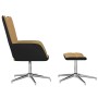 Silla de relax con taburete terciopelo y PVC marrón