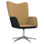 Silla de relax con taburete terciopelo y PVC marrón