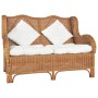Light brown 2-seater sofa made of natural rattan and linen by , Sofas - Ref: Foro24-325468, Price: 404,29 €, Discount: %