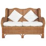 Light brown 2-seater sofa made of natural rattan and linen by , Sofas - Ref: Foro24-325468, Price: 404,29 €, Discount: %