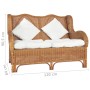 Light brown 2-seater sofa made of natural rattan and linen by , Sofas - Ref: Foro24-325468, Price: 404,29 €, Discount: %