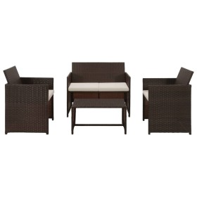 Set muebles de jardín 4 piezas y cojines ratán sintético marrón de , Conjuntos de jardín - Ref: Foro24-43908, Precio: 213,11 ...