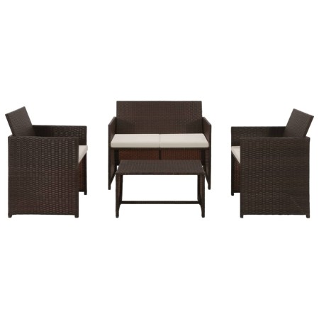 Set muebles de jardín 4 piezas y cojines ratán sintético marrón de , Conjuntos de jardín - Ref: Foro24-43908, Precio: 213,11 ...