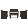 Set muebles de jardín 4 piezas y cojines ratán sintético marrón de , Conjuntos de jardín - Ref: Foro24-43908, Precio: 213,11 ...