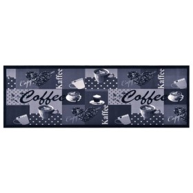 Alfombra de cocina lavable Coffee azul 60x180 cm