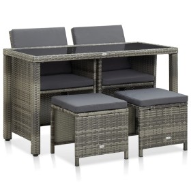 Set de comedor de jardín 5 pzas y cojines ratán sintético gris de , Conjuntos de jardín - Ref: Foro24-46535, Precio: 473,01 €...