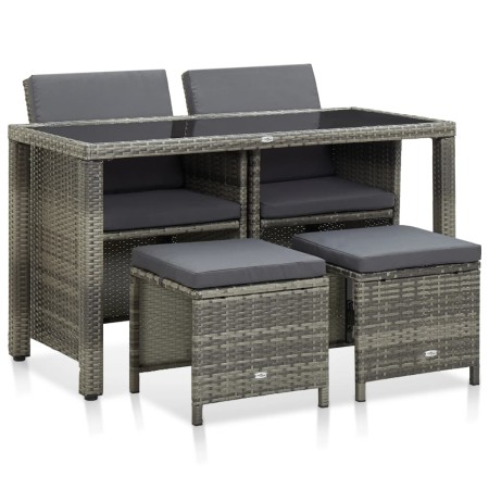 Set de comedor de jardín 5 pzas y cojines ratán sintético gris de , Conjuntos de jardín - Ref: Foro24-46535, Precio: 473,01 €...