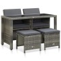 Set de comedor de jardín 5 pzas y cojines ratán sintético gris de , Conjuntos de jardín - Ref: Foro24-46535, Precio: 473,01 €...