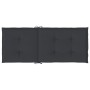 Cojín silla de jardín respaldo alto 2 uds tela negro 120x50x3cm