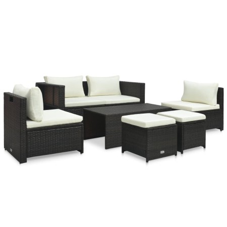Set muebles de jardín 6 piezas y cojines ratán sintético marrón de , Conjuntos de jardín - Ref: Foro24-47808, Precio: 499,44 ...