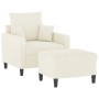 Cream velvet armchair with footstool, 60 cm by , Sofas - Ref: Foro24-3201105, Price: 208,34 €, Discount: %