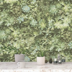 Evergreen Green and Beige Succulent Wallpaper by Noordwand, Painted paper - Ref: Foro24-434273, Price: 28,33 €, Discount: %