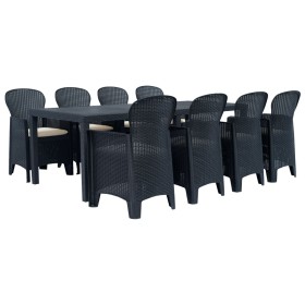 Comedor de jardín 9 piezas plástico aspecto de ratán antracita de , Conjuntos de jardín - Ref: Foro24-276137, Precio: 893,09 ...