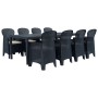 Comedor de jardín 9 piezas plástico aspecto de ratán antracita de , Conjuntos de jardín - Ref: Foro24-276137, Precio: 876,29 €