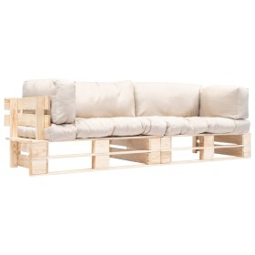 Garden pallet sofas 2 pieces with sand-colored pine wood cushions by , Outdoor sofas - Ref: Foro24-277483, Price: 299,95 €, D...