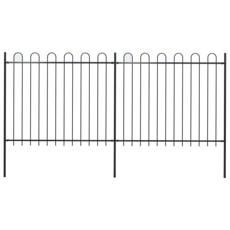 Valla de jardín con puntas de aro acero negro 3,4x1,5 m