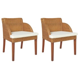 Esszimmerstühle mit Kissen, 2 Stück, helles braunes Naturrattan von , Essstühle - Ref: Foro24-325489, Preis: 246,65 €, Rabatt: %