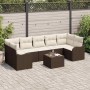 Conjunto de sofá de jardín 8 pcs Marrón 55 x 55 x 37 cm