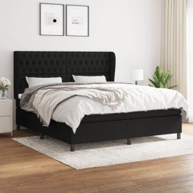 Cama box spring con colchón tela negro 180x200 cm Cama box spring con colchón tela negro 180x200 cm