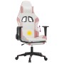 Gaming chair with massage and footrest in white and pink synthetic leather by , Gaming chairs - Ref: Foro24-345530, Price: 12...