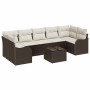 Conjunto de sofá de jardín 8 pcs Marrón 55 x 55 x 37 cm
