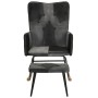 Rocking chair with genuine leather seat and black canvas. by , Rocking chairs - Ref: Foro24-339710, Price: 122,32 €, Discount: %