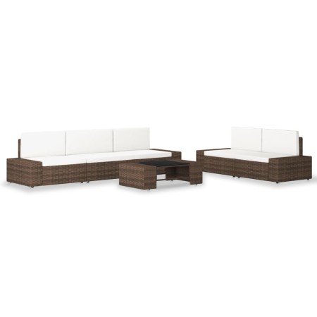 Gartenmöbel-Set, 6-teilig, aus braunem Kunst-Rattan. von , Gartensets - Ref: Foro24-3054588, Preis: 594,81 €, Rabatt: %