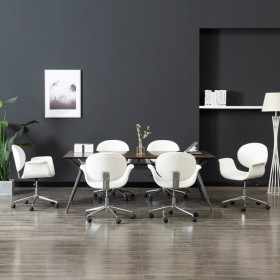 Swivel dining chairs, 6 units, white synthetic leather by , dining chairs - Ref: Foro24-3054859, Price: 937,77 €, Discount: %