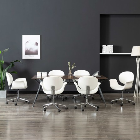 Drehbare Esszimmerstühle, 6 Stück, weißes Kunstleder. von , Essstühle - Ref: Foro24-3054859, Preis: 934,79 €, Rabatt: %