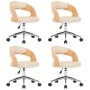 Drehstühle für Esszimmer, 4 Stück, gebogene Holzstruktur, cremefarbenes Leder. von , Essstühle - Ref: Foro24-3054915, Preis: ...