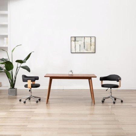 Swivel dining chairs 2 units black synthetic leather by , dining chairs - Ref: Foro24-3054899, Price: 251,30 €, Discount: %
